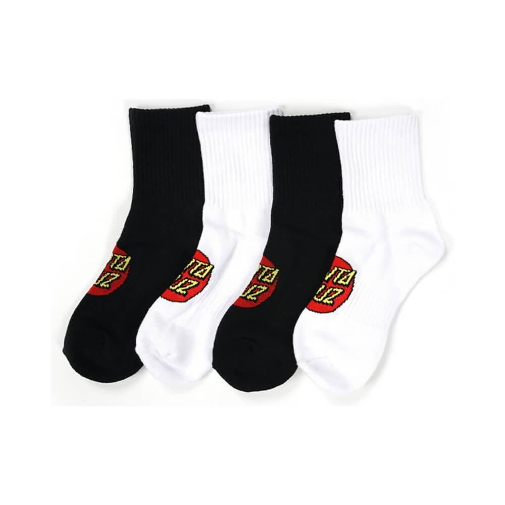 Santa Cruz Youth Classic Dot Mid Sock 4 Pack Assorted Colour Size 2-8US - 50-50 Skate Shop