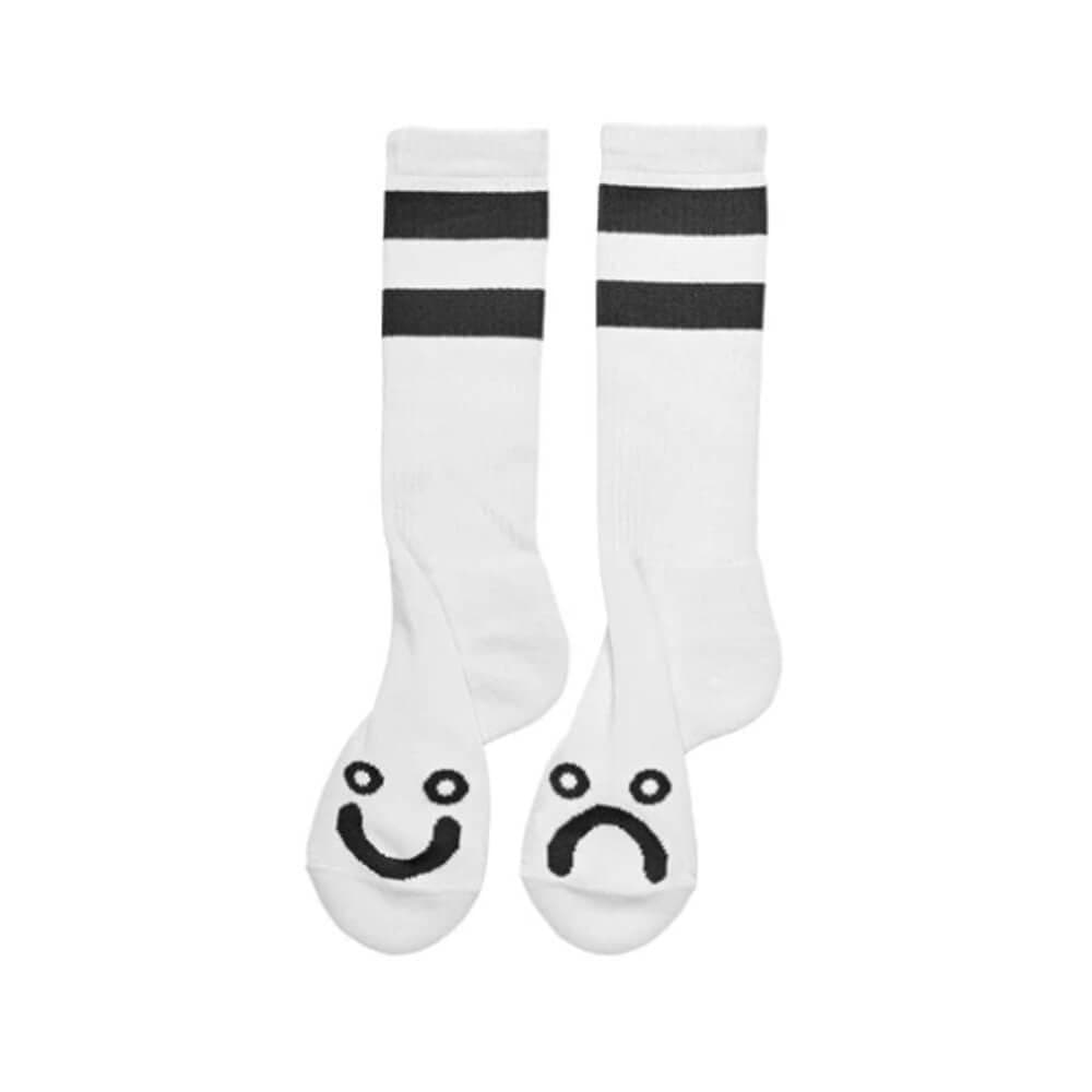 Polar Skate Co Happy Sad Long Socks White - 50-50 Skate Shop