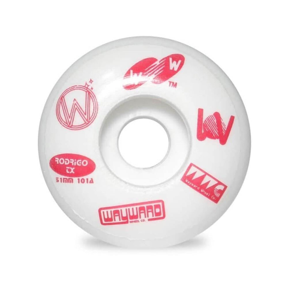 Wayward Skateboard Wheels Rodrigo TX 51mm 101A Red White - Set of 4 - 50-50 Skate Shop