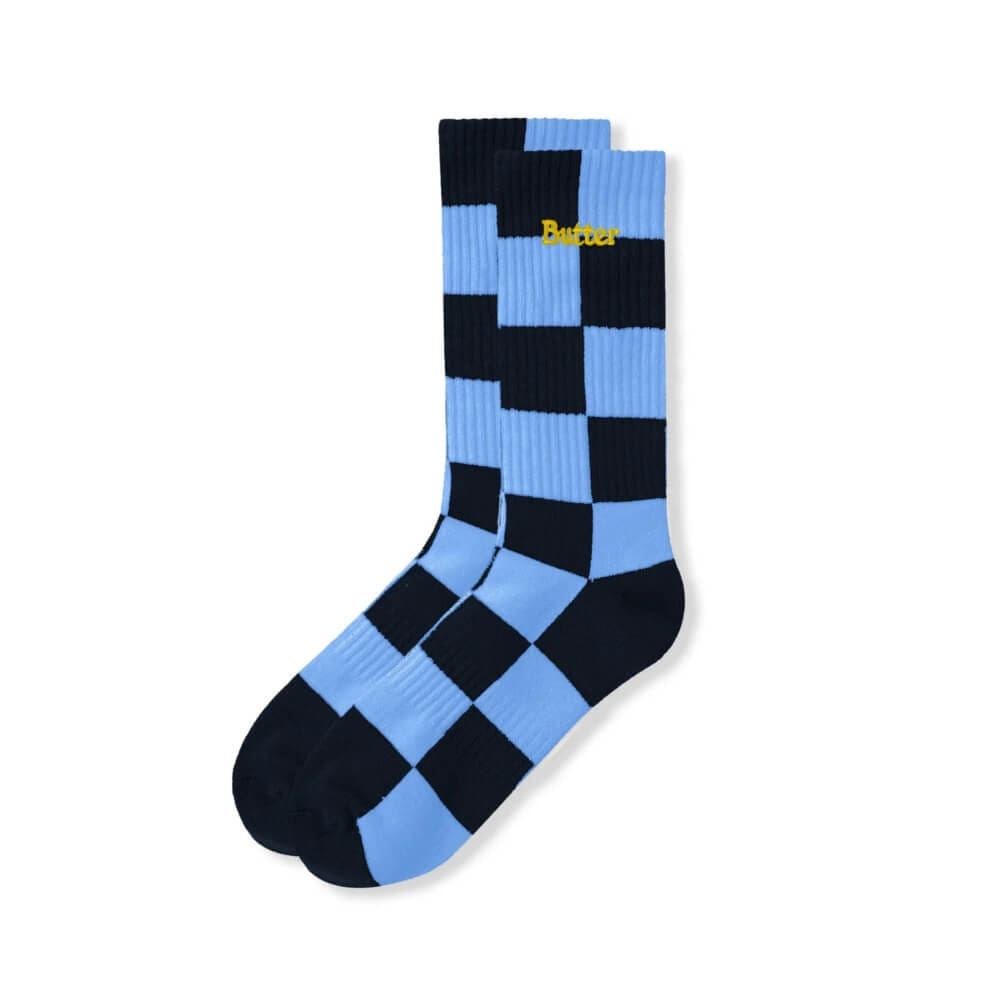 Butter Goods Checkered Socks Navy Slate OSFA - 50-50 Skate Shop