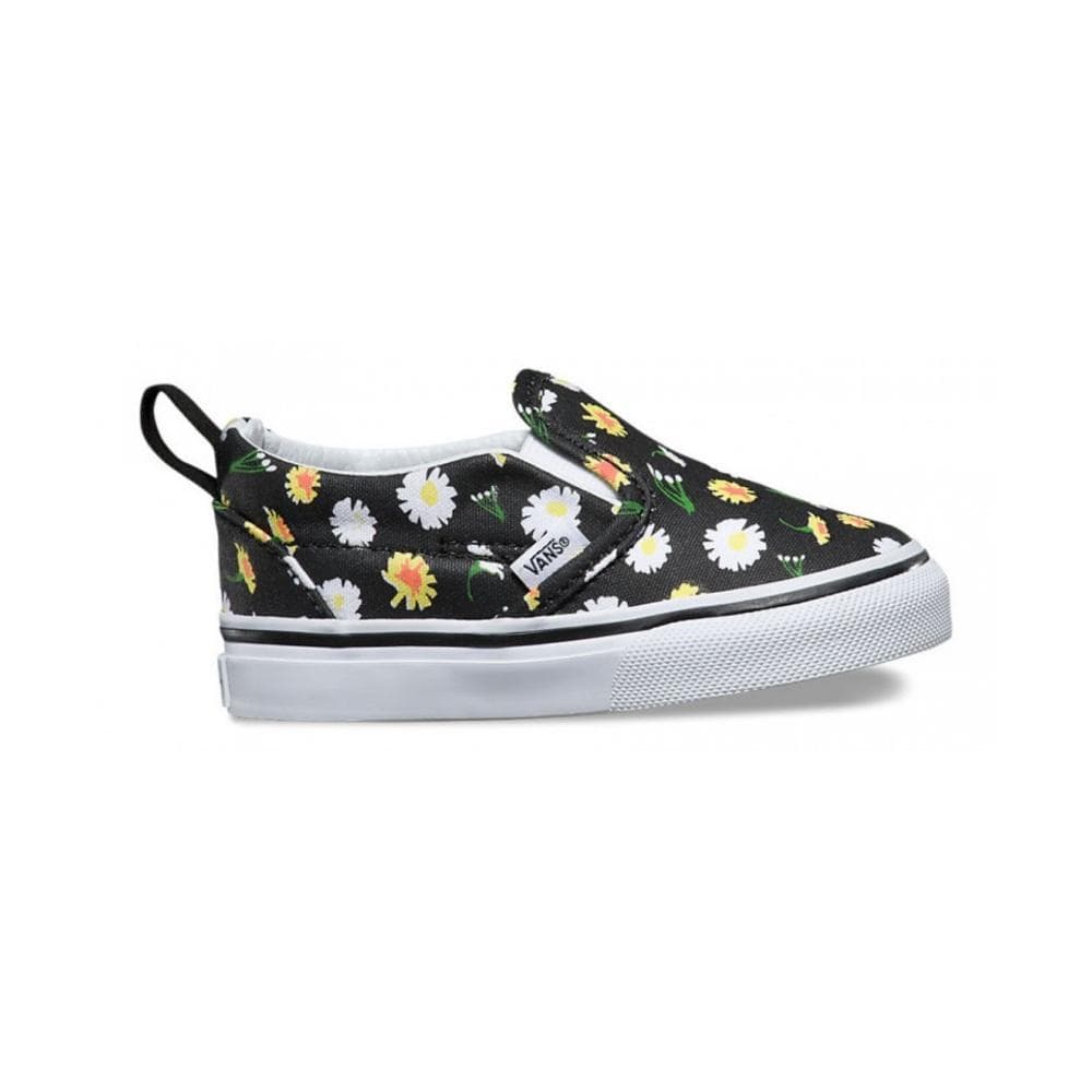 Vans Toddler Slip On V (Daisy) Black True White - 50-50 Skate Shop