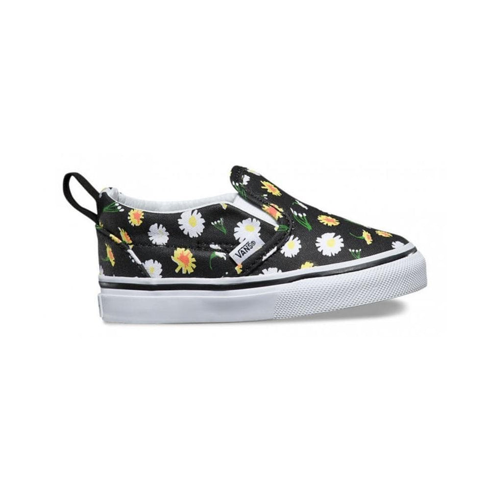Vans Toddler Slip On V (Daisy) Black True White - 50-50 Skate Shop