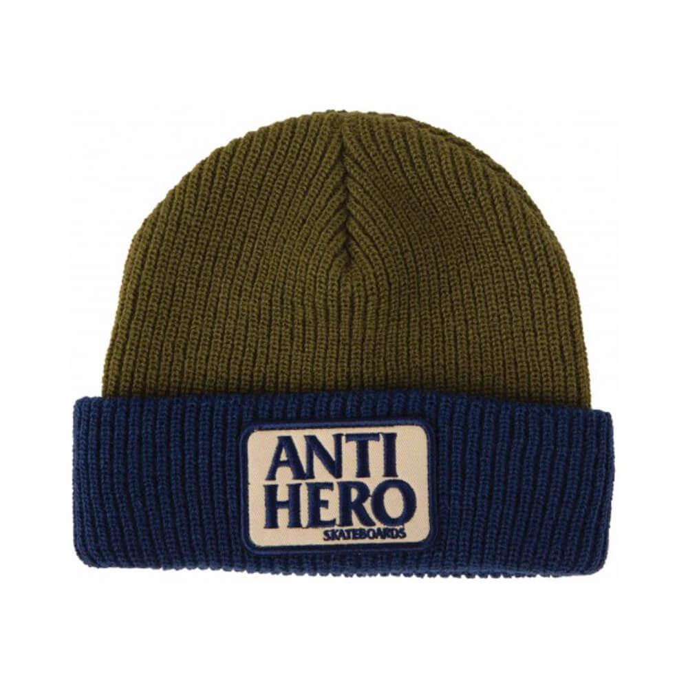 Antihero Beanie Reserve Patch Navy Olive - 50-50 Skate Shop