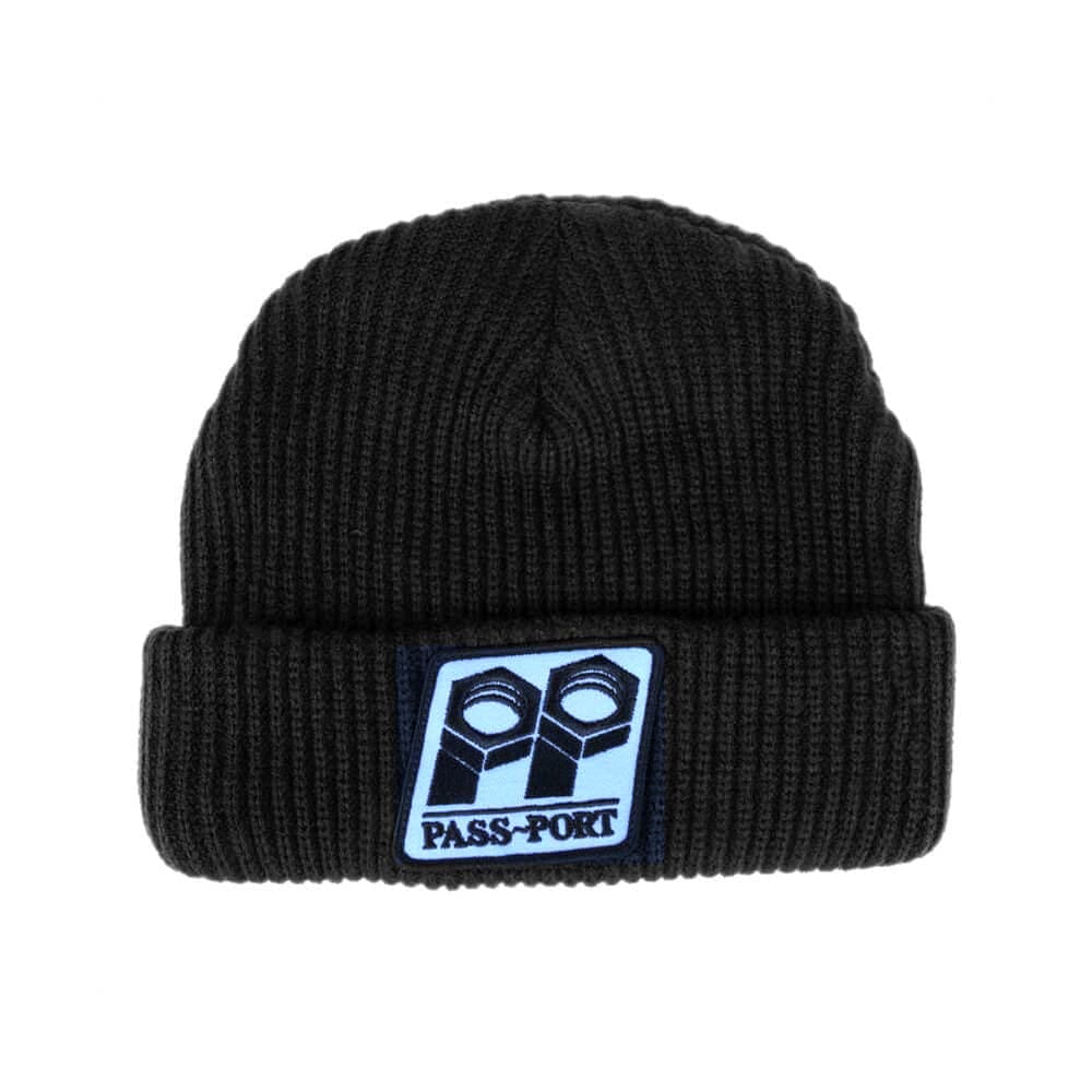 Passport Skate Bolt Patch Beanie Black - 50-50 Skate Shop