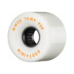 Mini Logo Skateboard Wheels AWOL 63mm x 80A White - Set of 4 - 50-50 Skate Shop