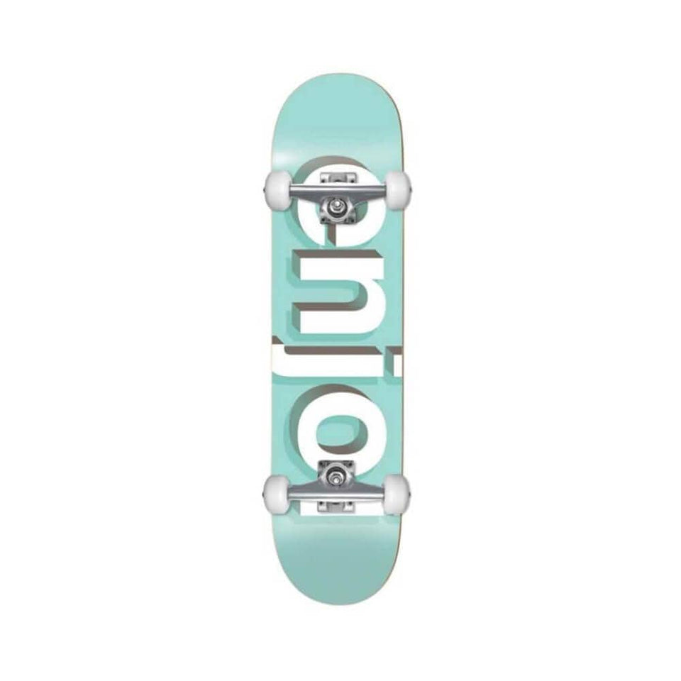 Enjoi Skateboard Complete Helvetica Neue 8.0" x 31.5" Aqua 14" WB - 50-50 Skate Shop
