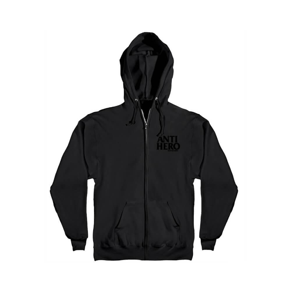 Anti Hero Mens Sweater Zip Hoodie LIL Blackhero Emblem Black - 50-50 Skate Shop