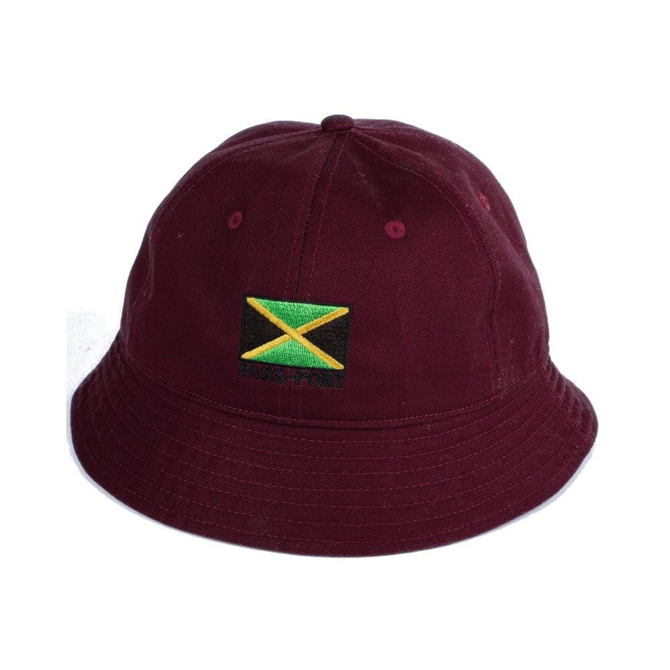 Passport Jamaica Bucket Hat Burgundy - 50-50 Skate Shop