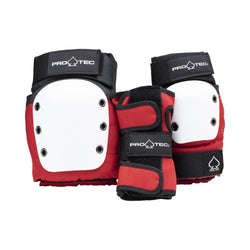 Pro Tec Street Gear Junior Skate Knee Elbow Wrist Guard 3 Pack Pads Red White Black - 50-50 Skate Shop