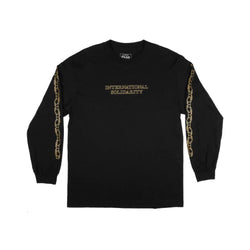 Passport Inter Solid Long Sleeve Tee Black Gold - 50-50 Skate Shop