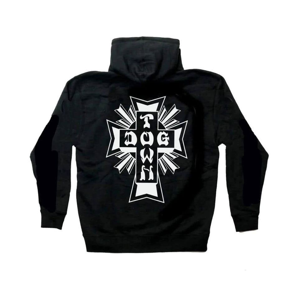 Dogtown Hoodie Cross Logo Black White - 50-50 Skate Shop