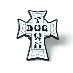 Dogtown Pin Vintage Cross Logo White - 50-50 Skate Shop