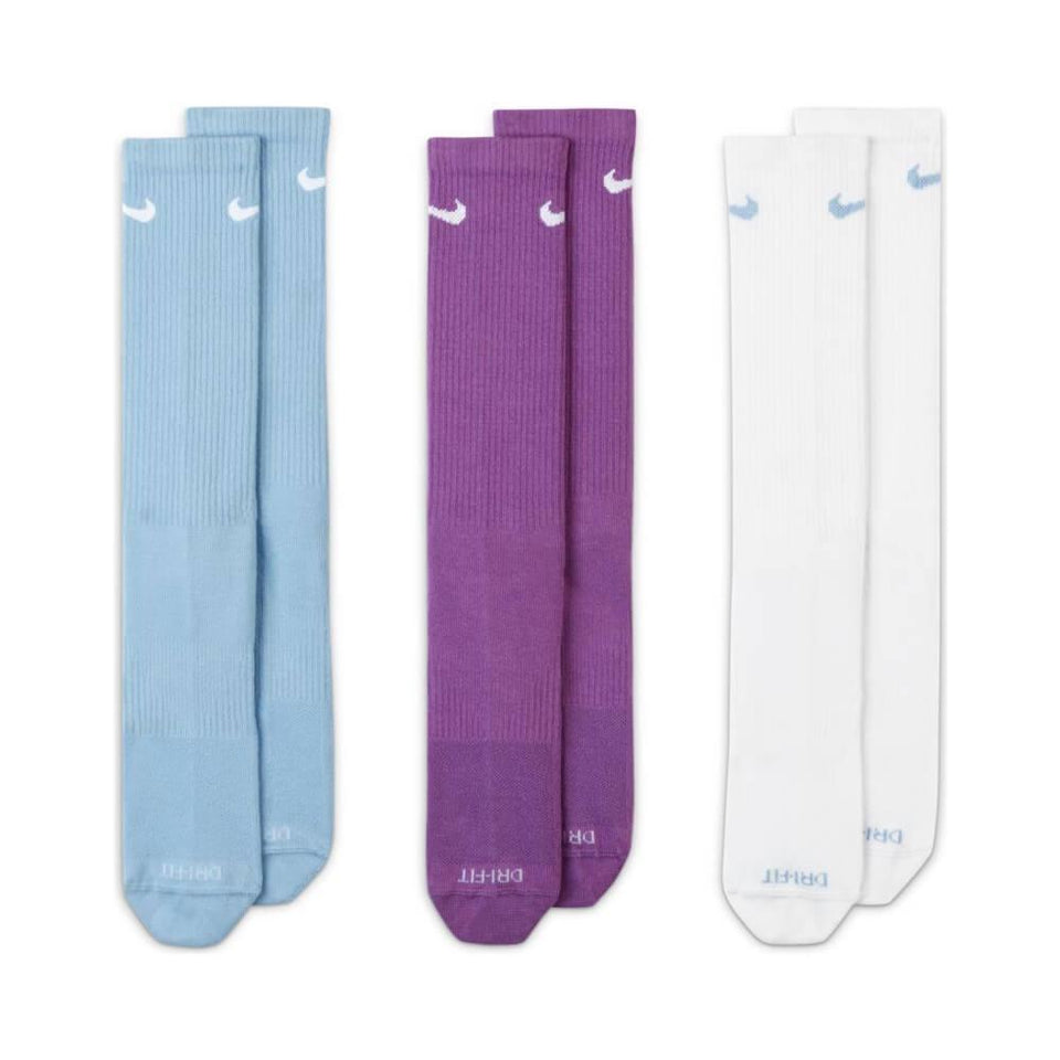 Nike SB Everyday Plus Lightweight Crew Socks Blue Purple White 3 Pack - 50-50 Skate Shop