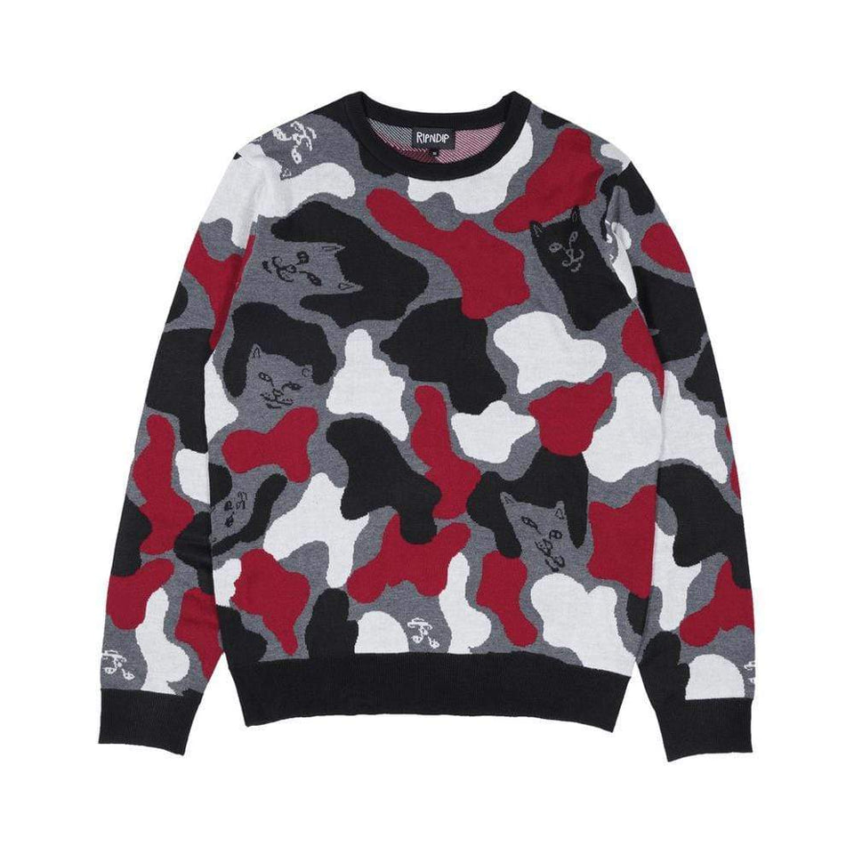 Ripndip Nerm Camo Knit Sweater Red Camo - 50-50 Skate Shop