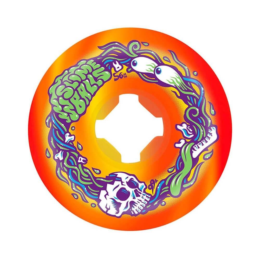 Santa Cruz Skateboard Wheels Brains Speedballs 56mm 99A Original Yellow Swirl - Set of 4 - 50-50 Skate Shop