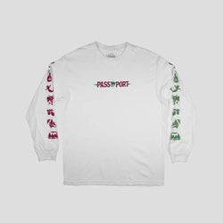 Passport Skate Life Of Leisure Embroidery Long Sleeve Tee White - 50-50 Skate Shop