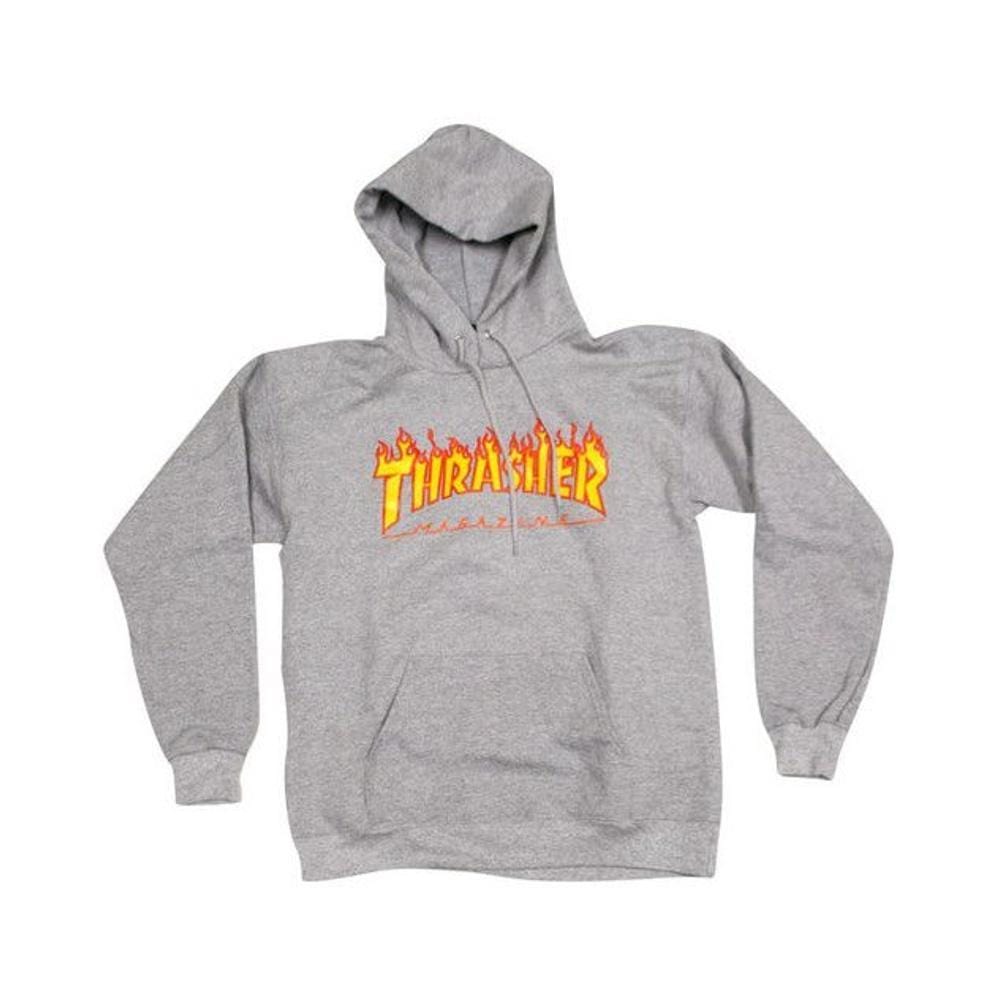 Thrasher Flame Logo Hoodie Light Grey - 50-50 Skate Shop