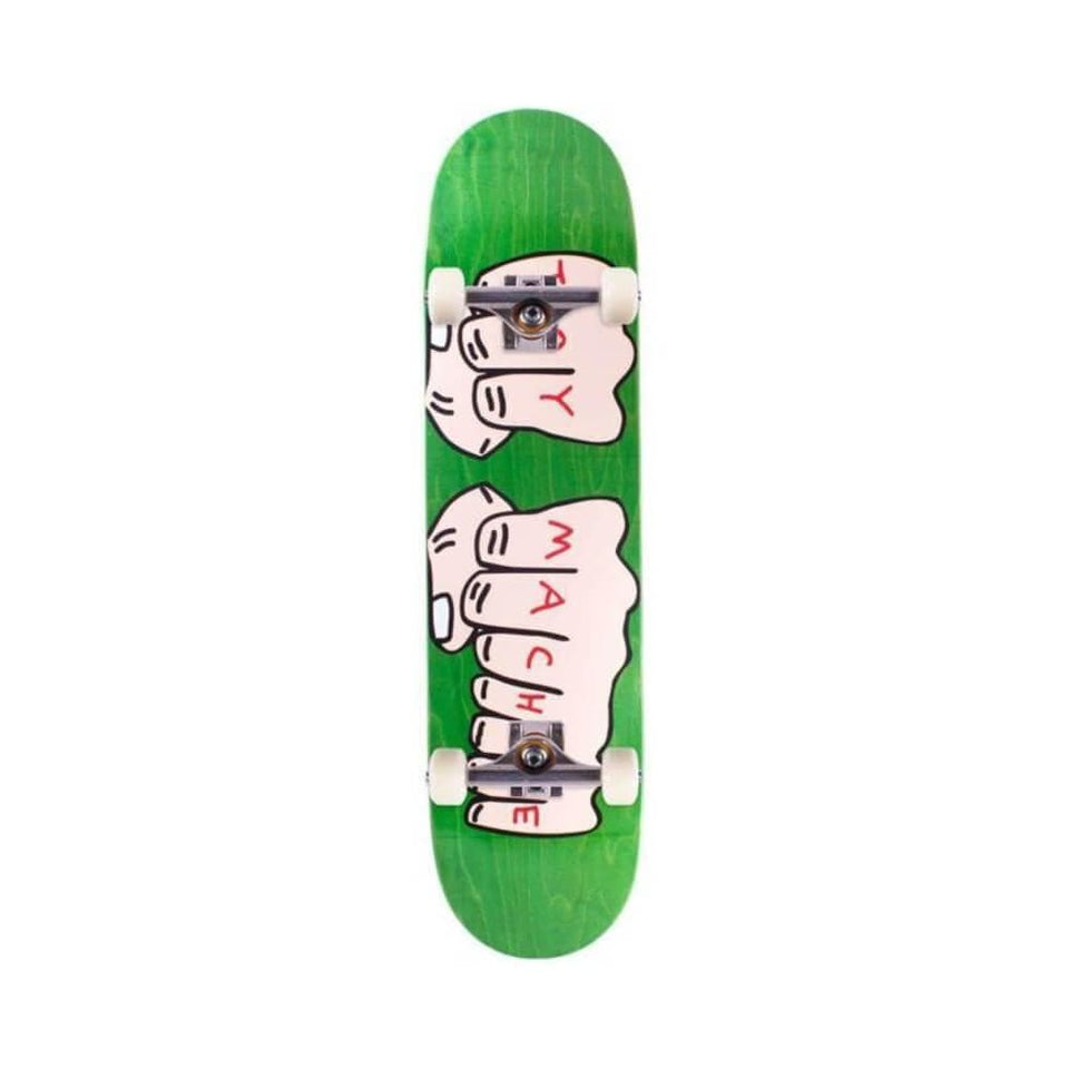 Toy Machine Skateboard Complete Fists Woodgrain Mini 7.375" x 29.5" Green 12.75" WB - 50-50 Skate Shop