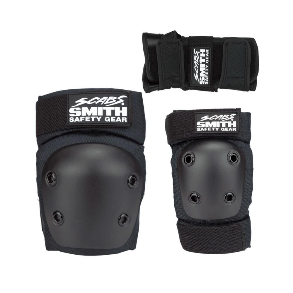 Smith Scabs Youth Tripack Pad Set Knee Elbow Wrist Guards Black - 50-50 Skate Shop