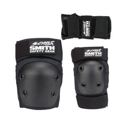 Smith Scabs Youth Tripack Pad Set Knee Elbow Wrist Guards Black - 50-50 Skate Shop