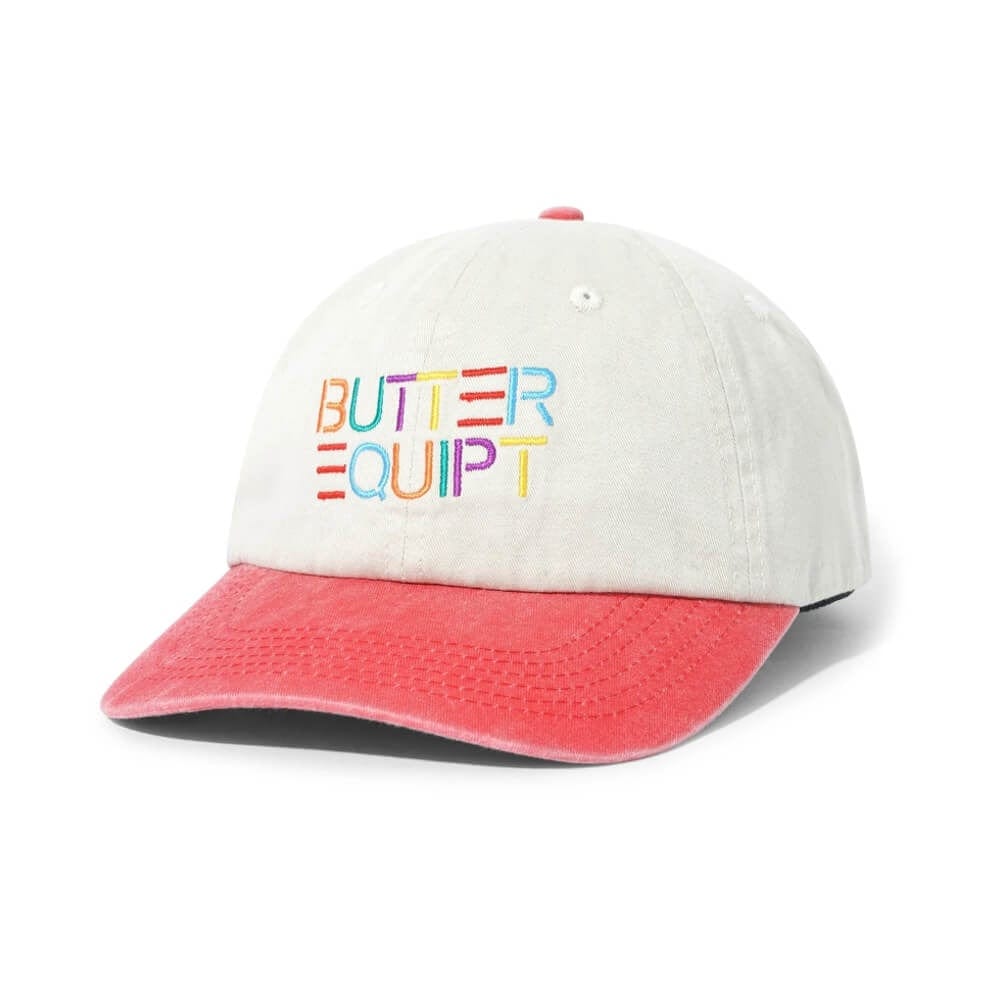 Butter Goods Equipt 6 Panel Cap White Red OSFA - 50-50 Skate Shop