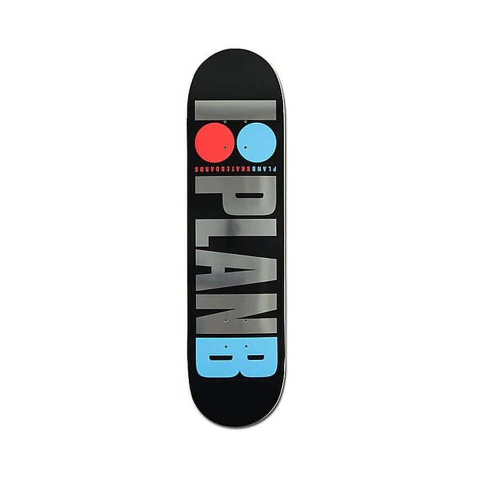 Plan B Skateboard Deck Team OG Foil 8.25" x 32.125" Black Blue Red 14.125" WB - 50-50 Skate Shop