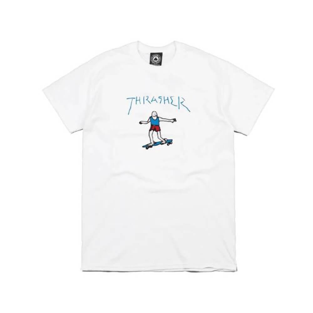 Thrasher Skate Gonz Logo Short Sleeve Tee White Blue - 50-50 Skate Shop