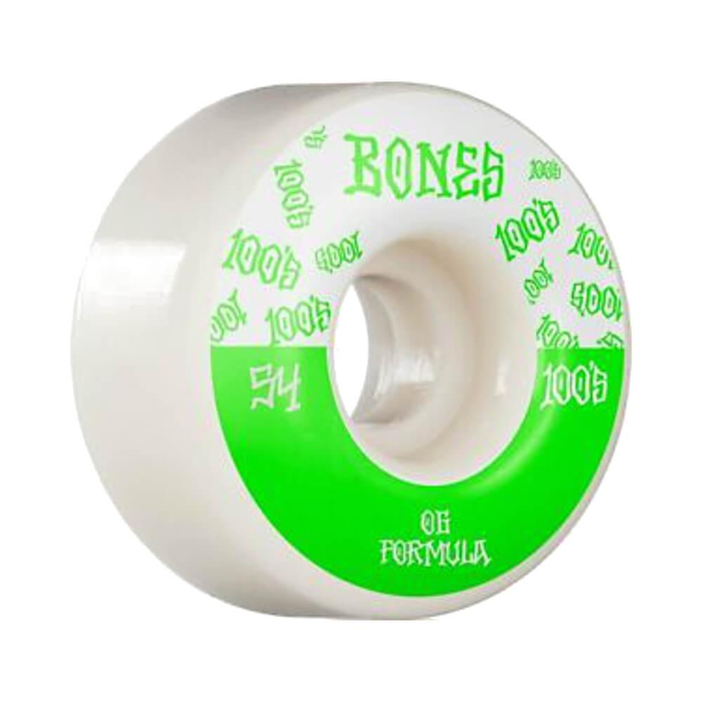 Bones Skateboard Wheels 100's V4 Wide 54mm White - Set of 4 - 50-50 Skate Shop