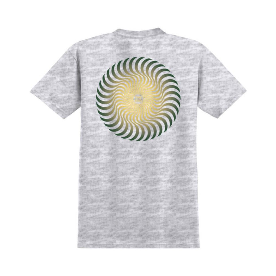 Spitfire Skate Tee Classic Swirl Fade Ash Heather Grey Yellow Green - 50-50 Skate Shop