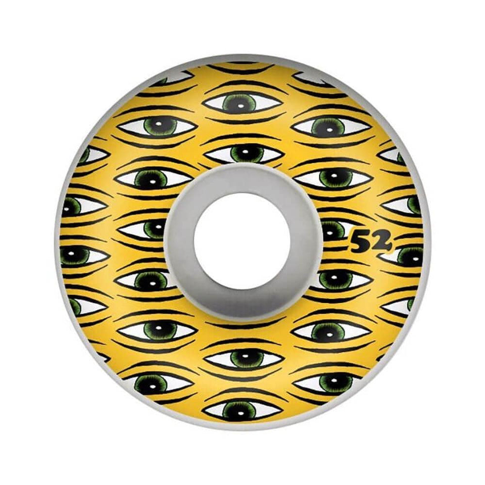 Toy Machine Skateboard Wheels All Seeing 52mm 99a Yellow - Set of 4 - 50-50 Skate Shop