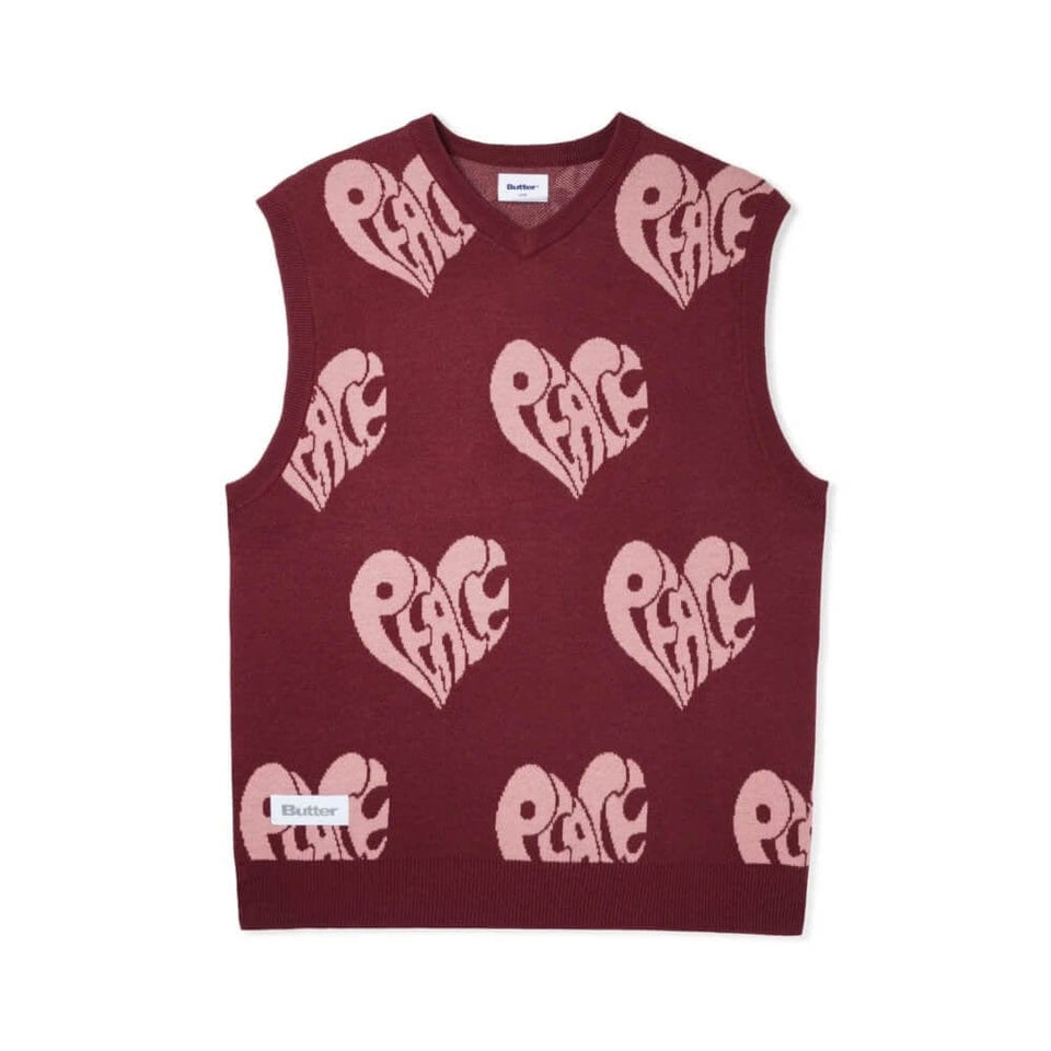 Butter Goods Peace Knit Vest Wine - 50-50 Skate Shop