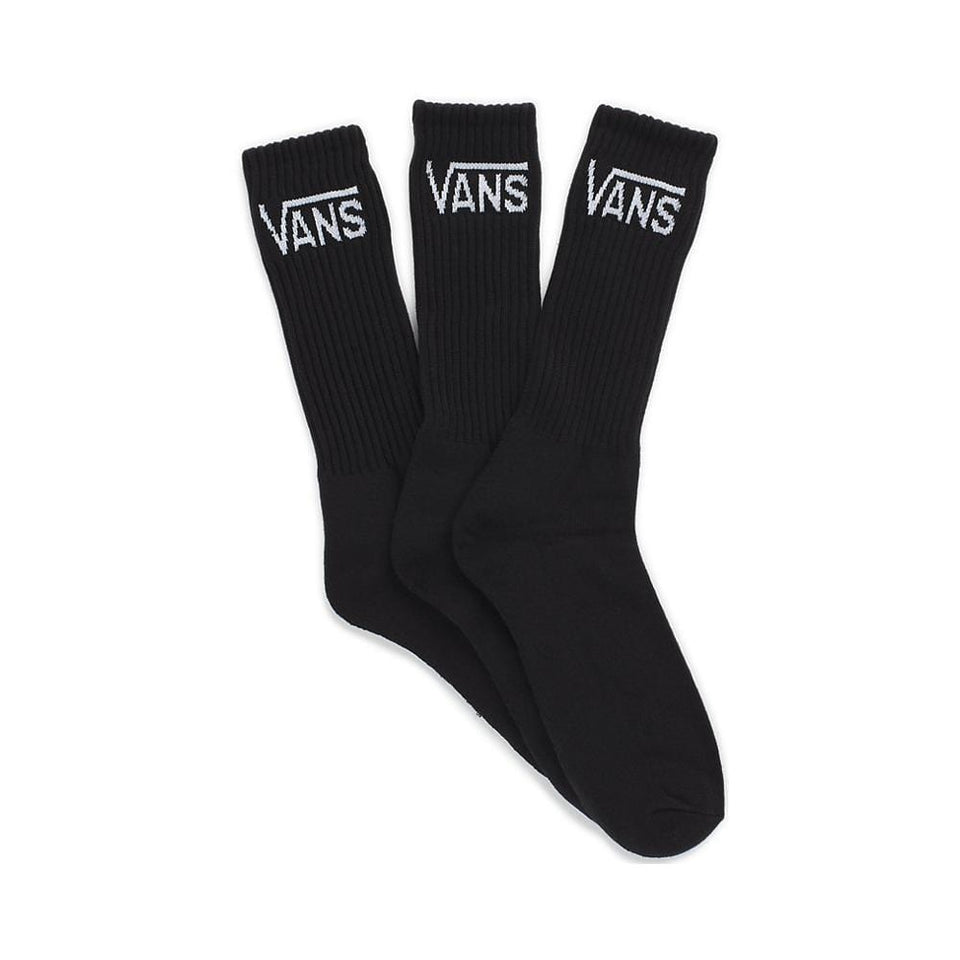 Vans Classic Crew Socks Mens Size 9.5-13 Black 3 Pack - 50-50 Skate Shop