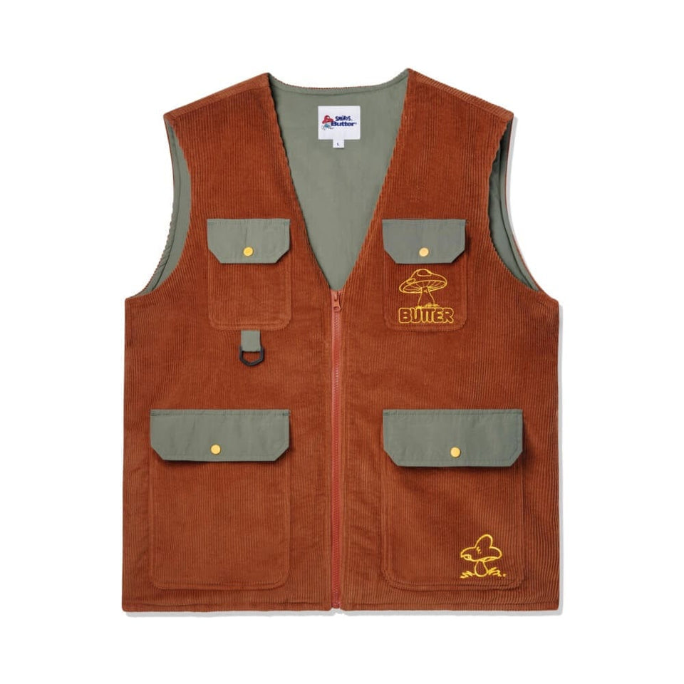 Butter Goods x Smurf Forage Corduroy Vest Rust - 50-50 Skate Shop