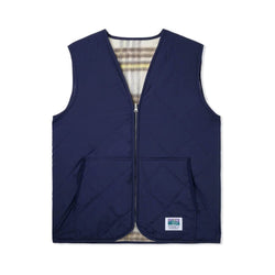 Butter Goods Reversible Hairy Plaid Vest Navy Wheat - 50-50 Skate Shop